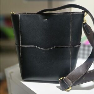 Chic Black Leather Shoulder Bag by Anika